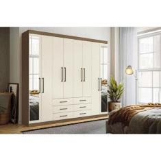 Imagem de Guarda Roupa Casal 8 Portas E 6 Gavetas C/ Espelho Master 8.6 Jatoba/A