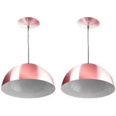 Imagem de Kit 2 Lustres Pendente Meia Lua 40cm Alumínio Gold Rose