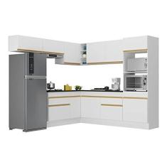 Imagem de Cozinha Completa de Canto com Rodapé Veneza Multimóveis Mp2105 com Armário e Balcão Branca