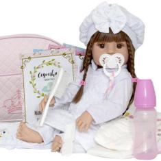 Imagem de Boneca Estilo Bebê Reborn Menina Cabelo Castanho - Cegonha Reborn Doll