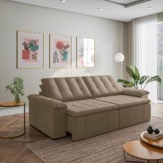 Imagem de Sofá Cama Retrátil E Reclinável 4 Lugares 280cm Em Veludo Com Molas Pa