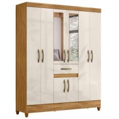 Imagem de Guarda Roupa Portugal 165cm 8 Portas Freijó Off White Com Espelho Mova