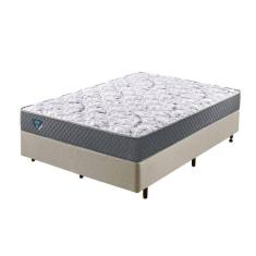 Imagem de Cama Box Casal Reforçado Linho 138x188x38cm e Colchão Adapto Molas Ensacadas Bege