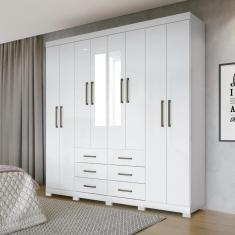Imagem de Guarda Roupa Liverpool Com 8 Portas/Pés E Espelho - Branco