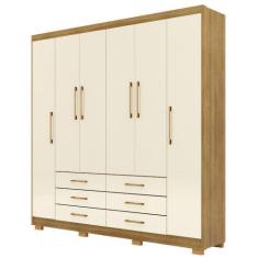 Imagem de Guarda Roupa Casal Canadá 6 Portas Nature Champanhe Vila Rica