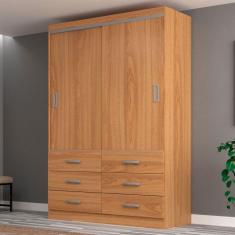 Imagem de Guarda-Roupa Solteiro Veneza 2 Portas 6 Gavetas Cinamomo - Evidência Móveis