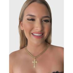 Imagem de Cordão Feminino com Pingente Grumet 10mm Banhado Ouro 18k