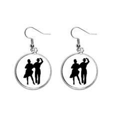 Imagem de Brinco feminino Duet Dance Dancer Sports Performance Ear Pendente Silver Drop Jewelry