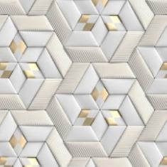 Imagem de Papel De Parede Efeito Gesso 3D Gold  Geometrico 3M