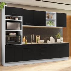 Imagem de Armário De Cozinha Completa 310cm Branco/preto Agata Madesa 02 Branco/preto