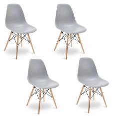 Imagem de Kit 4 Cadeiras Charles Eames Eiffel Wood Design Jantar 