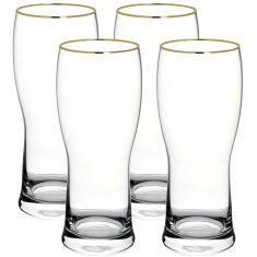 Imagem de Jogo 4 Copos Para Cerveja Prague Gold Rim 300Ml Bohemia