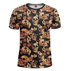 Imagem de Camiseta caveira floral skull, Calt Store