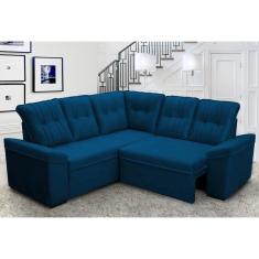 Imagem de Sofá Canto London Azul Suede Velut - King House