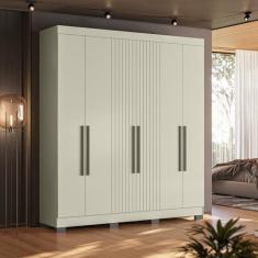 Imagem de Guarda Roupa Dakota Casal 6 Portas Ripado Off White