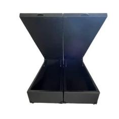 Imagem de Cama Box Baú Casal Bipartido Blindado Suede Preto com Pistão A Gás