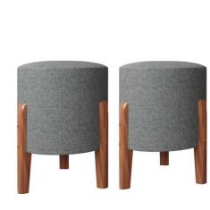 Imagem de Conjunto Puff Sala Banqueta Redondo Dallas Pés em Madeira-Cores - Loja