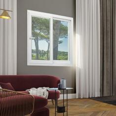 Imagem de Janela de PVC 100x120cm 2 Folhas com Vidro Liso e Cremona ITEC Brimak Branco