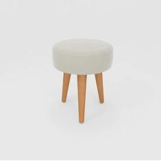 Imagem de Banqueta Baixa Cozinha 48cm Estofada Off-White Madeira Maciça Urban