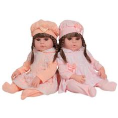 Imagem de Boneca Reborn Gêmeas Princesas Corpo de Vinil Pode Dar Banho - Cegonha