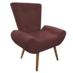Imagem de Poltrona Decorativa Stefany Pés Madeira Suede Marsala