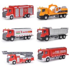 Imagem de Modelo de caminhão de bombeiros brinquedo infantil caminhão de bombeiros construção veículo caminhão 1:43 carro real modelo de carro brinquedo em mini