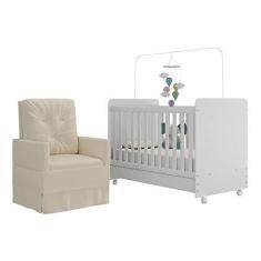 Imagem de Berço Americano 3x1 com Poltrona de Amamentação Pimpolho Multimóveis Mp4065 Branco/bege