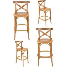 Imagem de Conjunto 4 Banquetas Texas Verniz Natural Gamma Móveis