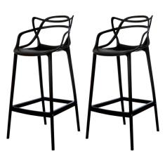 Imagem de Kit 2 Banquetas Allegra Preta Polipropileno Cozinha Bistrô