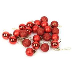 Imagem de Decoração de Bola Suspensa de árvore de Natal de 6 Cores, 24 Peças, Feita de PVC Com Fosco, Brilhante e Glitter, Durável e Reutilizável Com Fio e Laço para Casamento, Festas ou