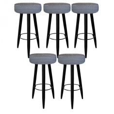 Imagem de Kit 05 Banqueta Alta Lia Preto Xadrez