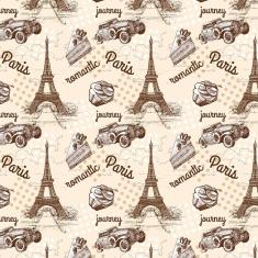 Imagem de Papel Parede Paris Romântica Torre Eiffel Carro Bolo Viagem