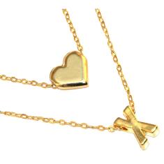 Imagem de Colar Cordão Duplo Minha Inicial X Lembrancinha Folheado