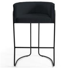Imagem de Kit 2 Banquetas Decorativas Base Aço  Betina C-05 Corano Black - Domi