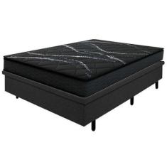 Imagem de Colchão de Casal Umaflex New Itália Black D26 com Molas Ensacadas e Pillow Top + Base Box MGA Lift Cotton com Baú e Pistão à Gás 64x138x188cm - Preto