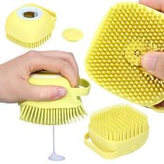 Imagem de Escova Lava Pelo Pet Banho Cachorro Gato Dispenser Shampoo