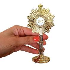 Imagem de Ostensório Religioso De Mesa Miniatura Lembrança 15cm - Divinário