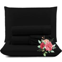 Imagem de Jogo De Lençol Dia A Dia Queen 4 Peças Barato - Preto - Casa Show Enxo