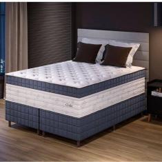 Imagem de Cama Box Queen 158x198x78 com Colchão Molas Ensacadas Duplo Molejo Chile Yescasa Azul