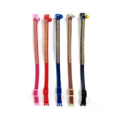 Imagem de Coleira De Couro Com Strass E Guizo Para Gatos 05 Unidades - Nica Pet