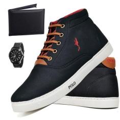 Imagem de Tênis Sapatenis Masculino Cano Alto Botinha Super Confortável  Kit Com