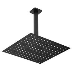Imagem de Ducha Chuveiro Slim Preto Quadrado Metal 30x30 Braço De Teto