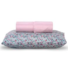 Imagem de Jogo Cama Lençol Verace Solteiro Percal 300 Fios c/ Fronha Estampada 2 Peças - Rosê