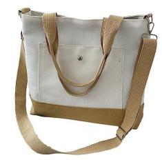 Imagem de Saco de lona com zíper Bolsa grande para mulheres Bolsa de ombro atravessada (Khaki)