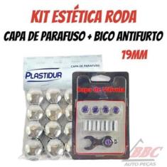 Imagem de Capa de Parafuso Cromado17mm/19mm + Bico De Pneu Cromado Válvula Antif