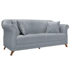 Imagem de Sofá 3 Lugares Para Sala De Estar 200cm Eva Linho Cinza - Montanaris D