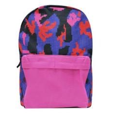Imagem de Bolsa Mochila Escolar Geométrica Tricolor Rosa Feminina - Top Bolsas