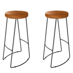 Imagem de Kit 02 Banqueta Alta Aurum Peroba Preto Bar Cozinha Sala Jantar Dhom Peroba Preto