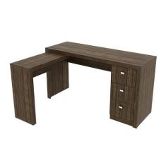 Imagem de Mesa Escritório 3 Gavetas 136X74,5X113 Cm Nogal Tecnomobili