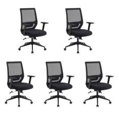 Imagem de Kit 5 Cadeiras para Escritório Diretor com NR17 Genebra Preto